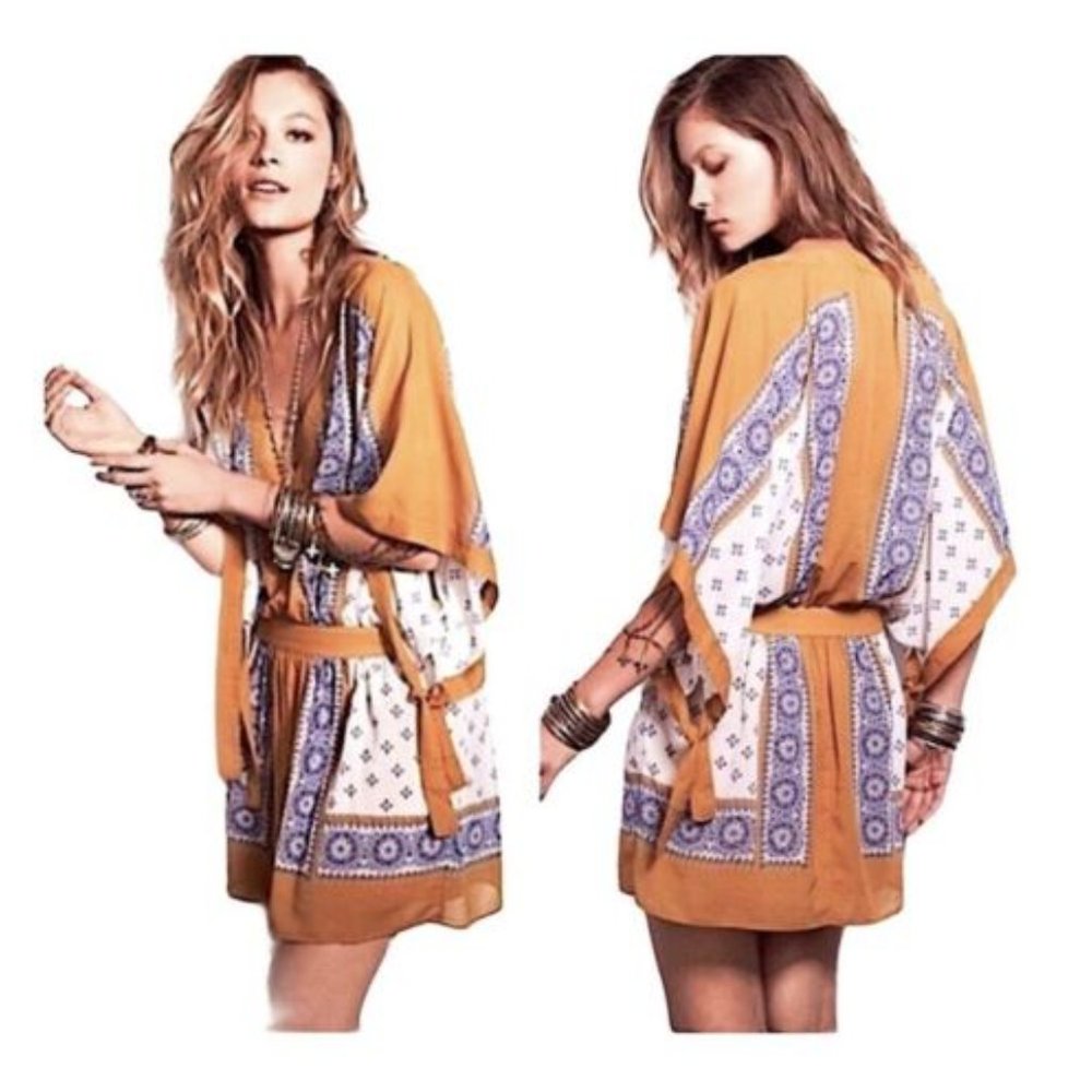 Free People Golden Rod Santa Cruz Kimono Dress